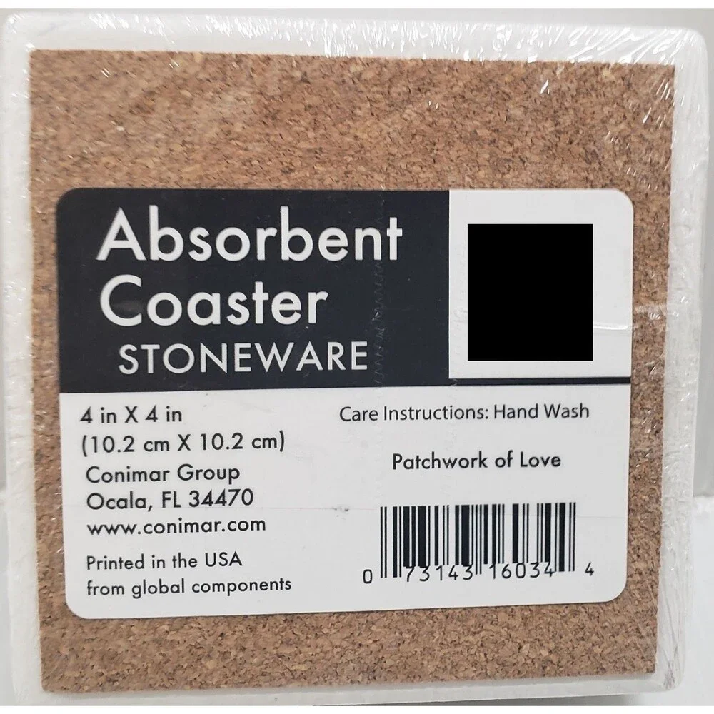 Set of 2 Same Cork Backed Stoneware Coasters (4